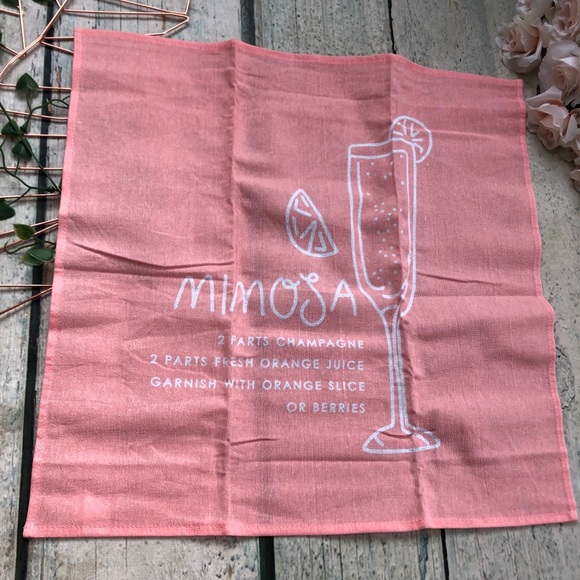 Mimosa pink tea towel drink recipe champagne white